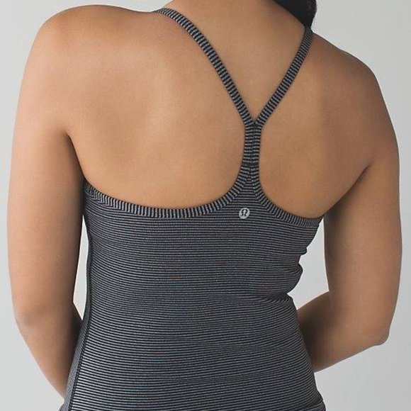 lululemon athletica Tops - Lululemon Power Y Tank Black Wee Stripe 6